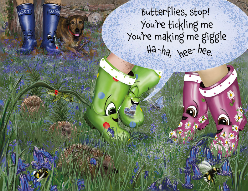 The Wonderful World of Wellies. Butterfly tickling Ellie Wellie
