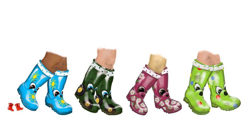 The Wonderful World of Wellies. Twellie friends from Book 1.